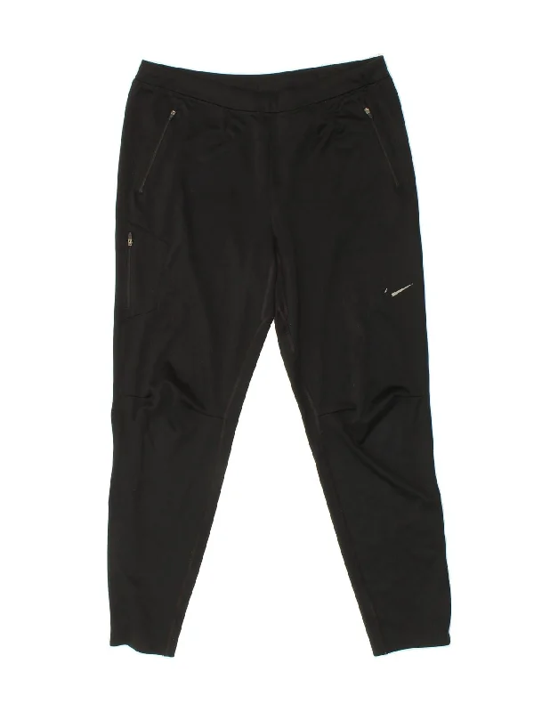 NIKE Womens Dri Fit Tracksuit Trousers UK 16 Large Black Polyester