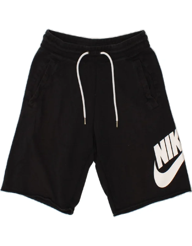 NIKE Womens Graphic Sport Shorts UK 8 Small Black