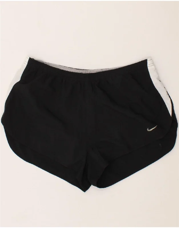 NIKE Womens Sport Shorts Large Black Colourblock Polyester