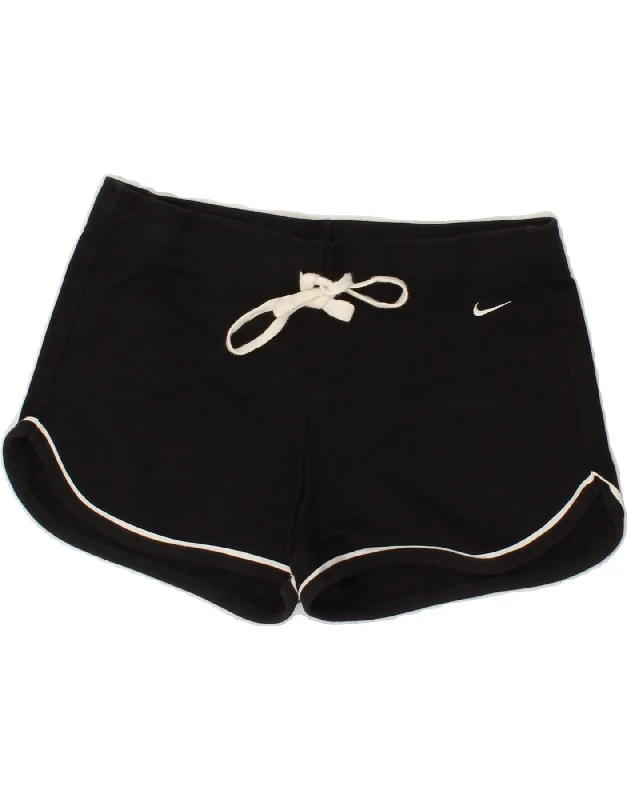 NIKE Womens Sport Shorts UK 8 Small Black Cotton