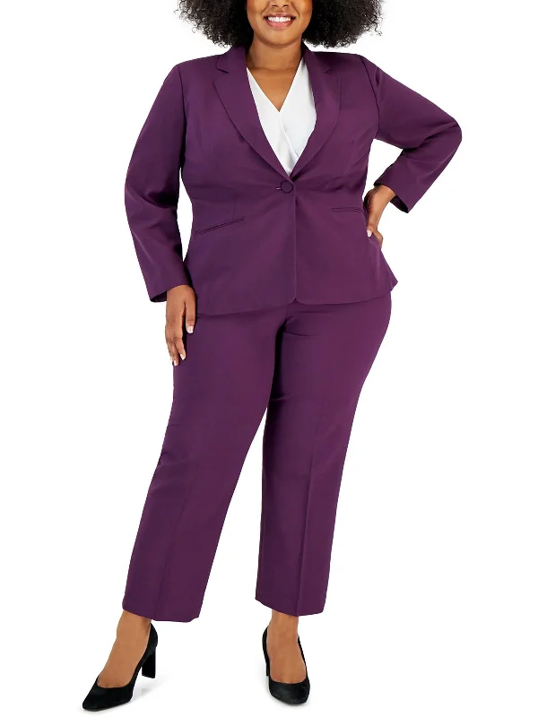 Plus Womens 2PC Polyester Pant Suit