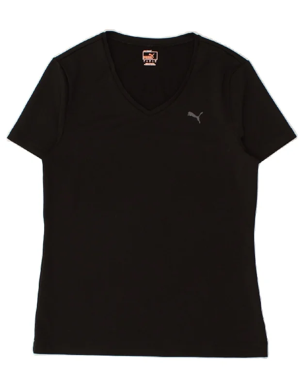 PUMA Womens T-Shirt Top UK 14 Medium Black Polyester