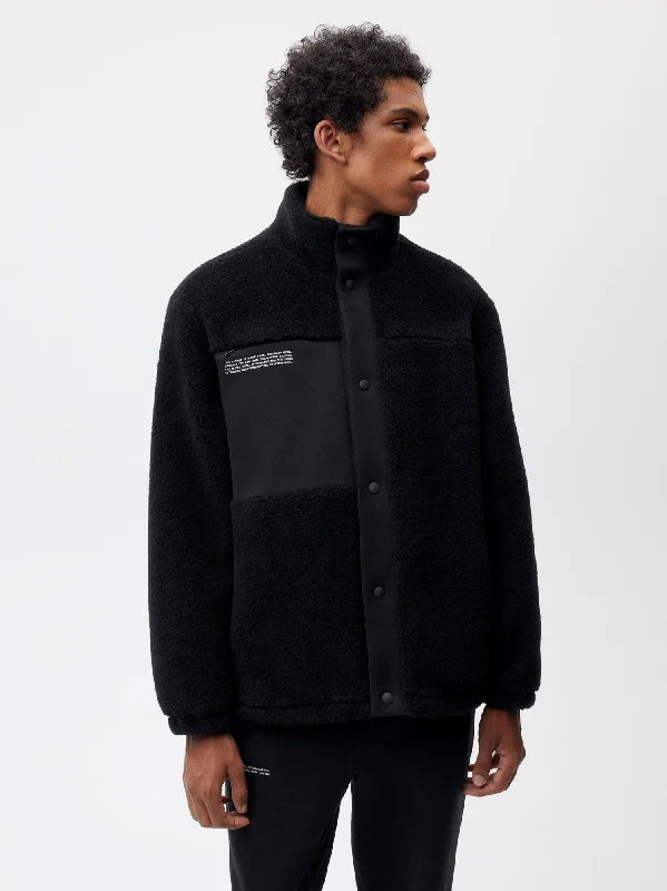 Recycled Wool Fleece Jacket—black