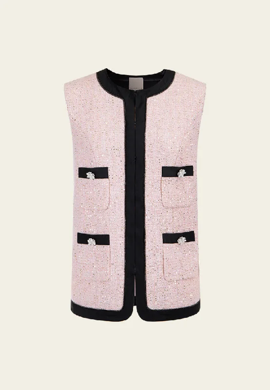 Sequin-detail Contrasting-trim Waistcoat