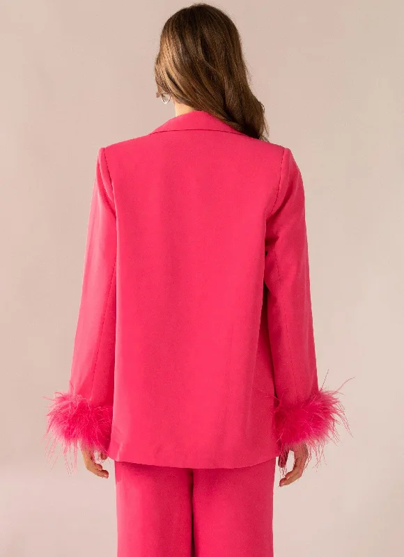 Shake It Off Feather Blazer - Magenta