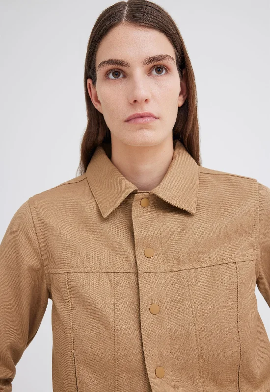 Shako Cropped Denim Jacket - Camel Neutral