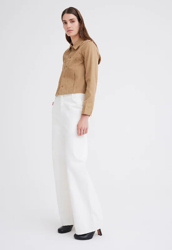 Shako Cropped Denim Jacket - Camel Neutral