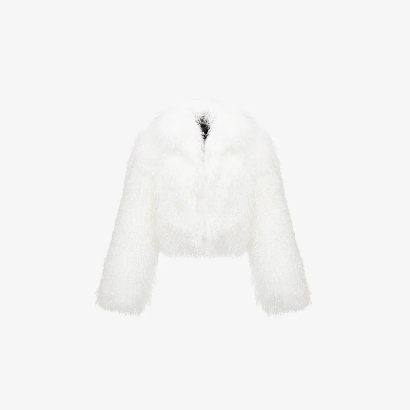 SHORT COAT IN CRÈME TIBET FUR