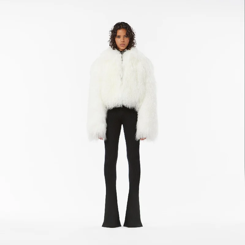 SHORT COAT IN CRÈME TIBET FUR