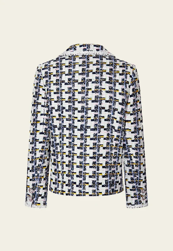 Single-breasted Peak-lapel Houndstooth Jacket