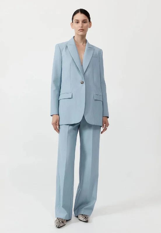 Single Button Tailored Blazer - Stone Blue