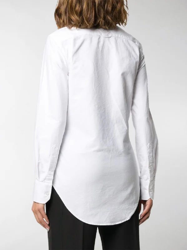 THOM BROWNE Women Classic Point Collar Shirt W/ RWB Grosgrain Placket In Oxford