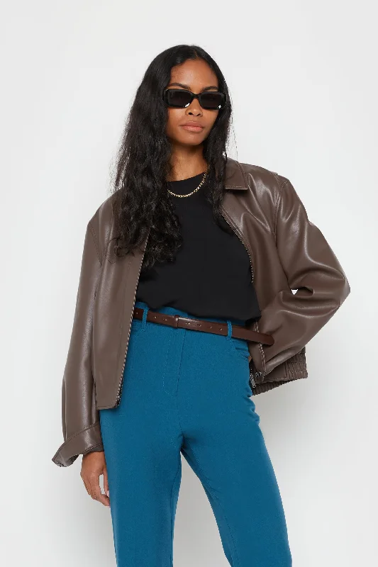 VEGAN LEATHER BOMBER JACKET