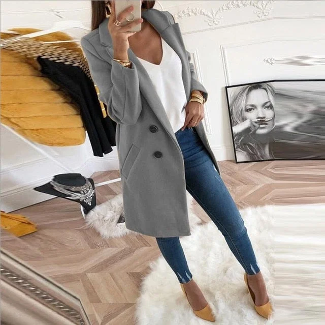 Women Plus Size XXXL Woollen Blends Overcoats 2019 Autumn Winter Long Sleeve Casual Oversize Outwear Jackets Coat