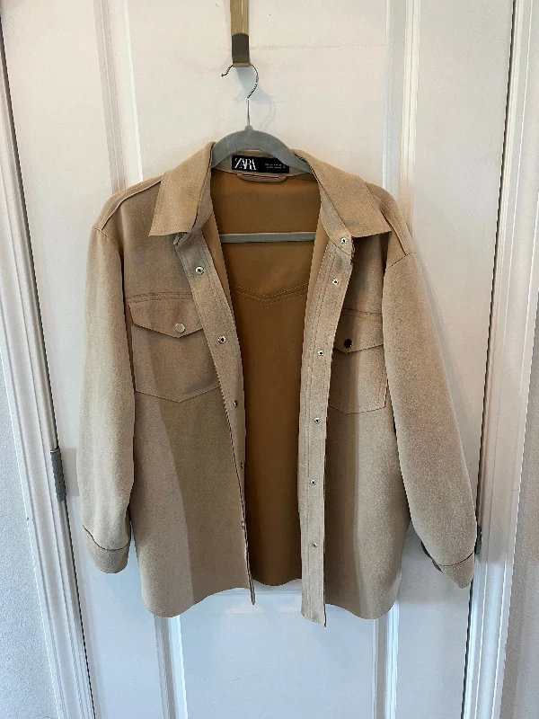 Zara Suede Western Shacket Women’s Size Small Tan