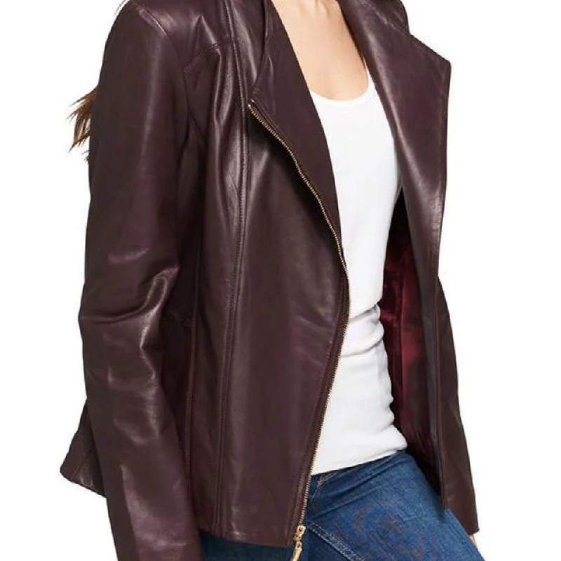 Women's Designer Asymetrical Leather Jacket