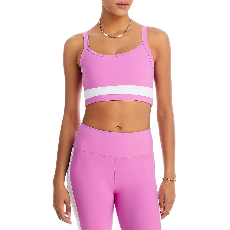 Aqua Womens Striped Polyester Sports Bra