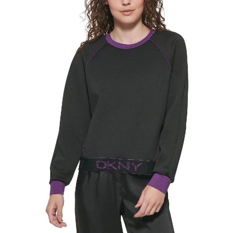 DKNY Womens Plus Back-Zipper Scuba Sweatshirt