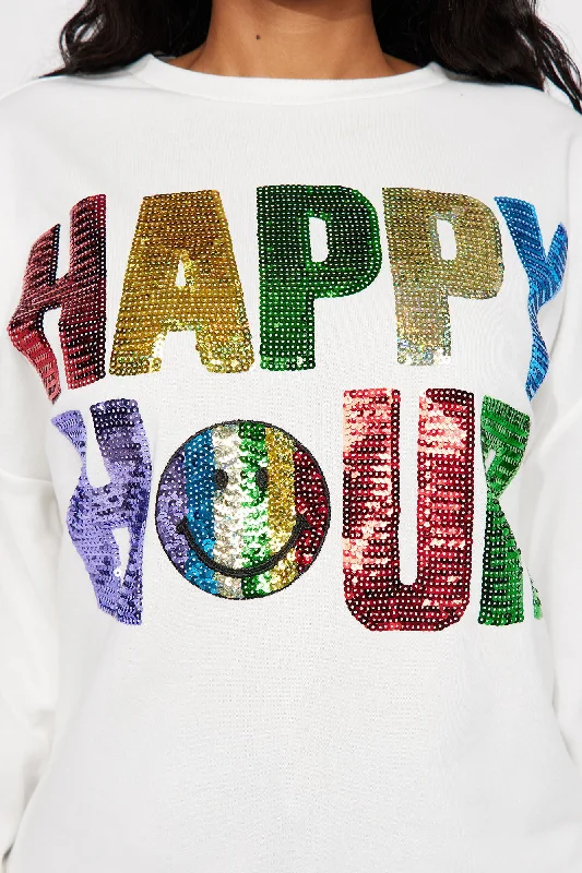 Happy Hour Sequin Sweatshirt - Ivory