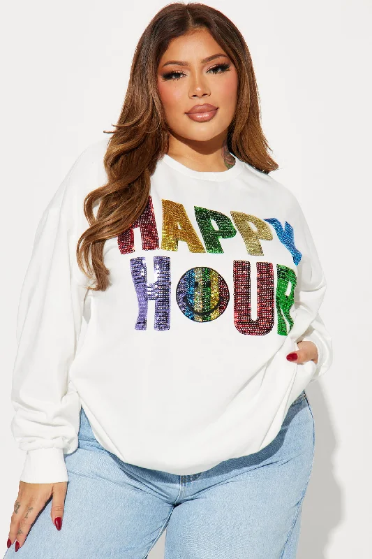 Happy Hour Sequin Sweatshirt - Ivory