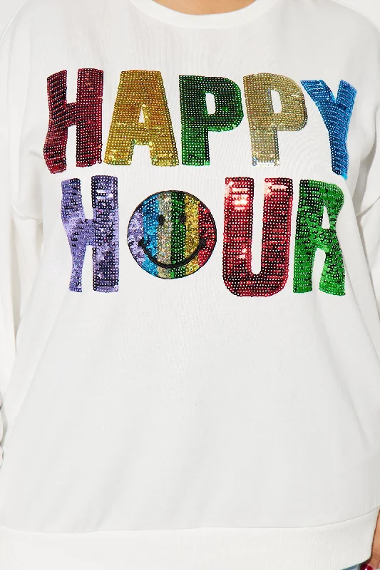 Happy Hour Sequin Sweatshirt - Ivory