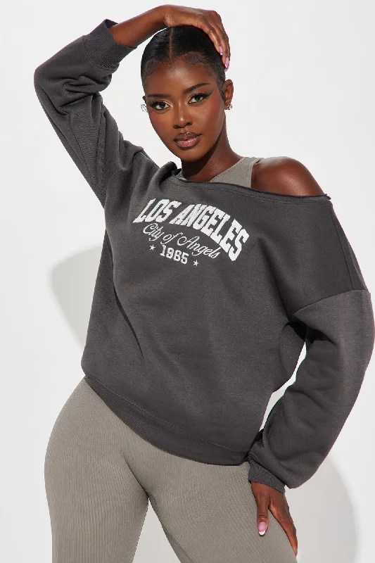 LA Angels Off Shoulder Sweatshirt - Charcoal