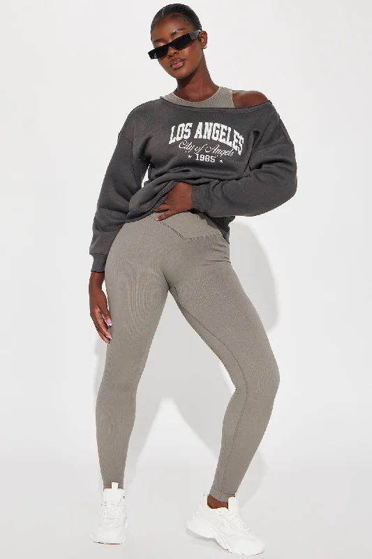 LA Angels Off Shoulder Sweatshirt - Charcoal