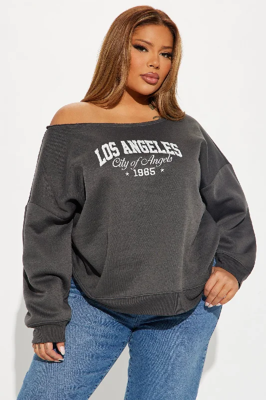 LA Angels Off Shoulder Sweatshirt - Charcoal