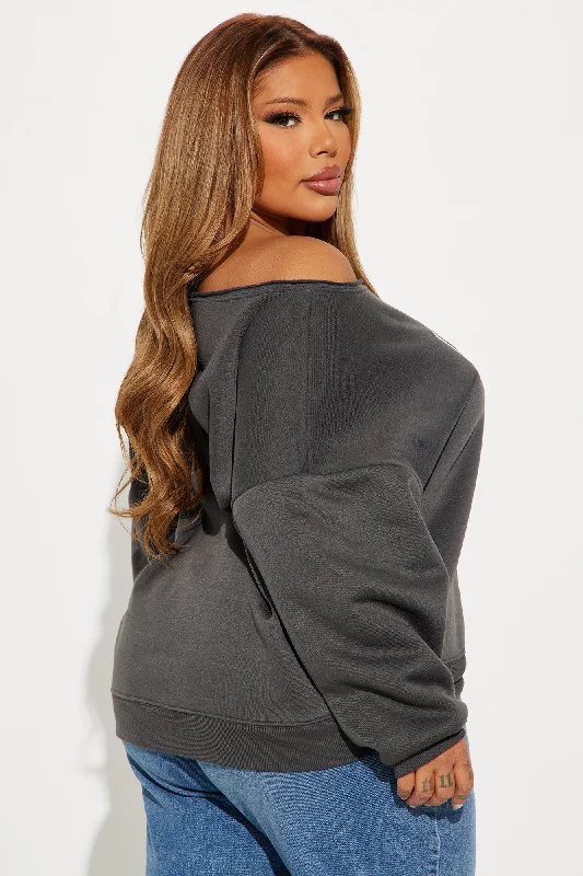 LA Angels Off Shoulder Sweatshirt - Charcoal