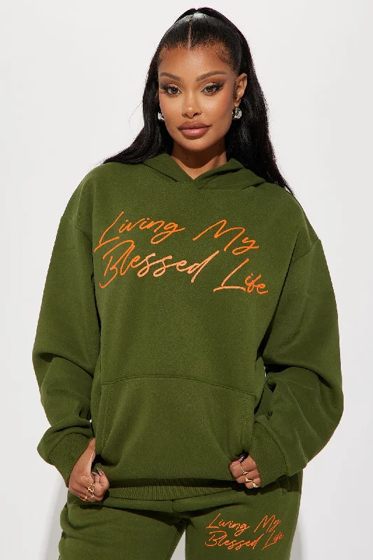 Living My Blessed Life Hoodie - Olive