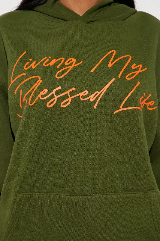 Living My Blessed Life Hoodie - Olive