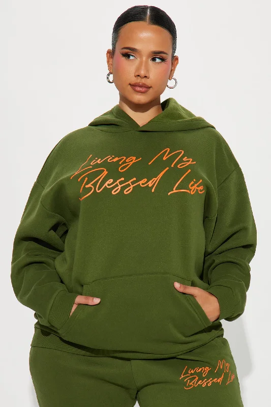 Living My Blessed Life Hoodie - Olive