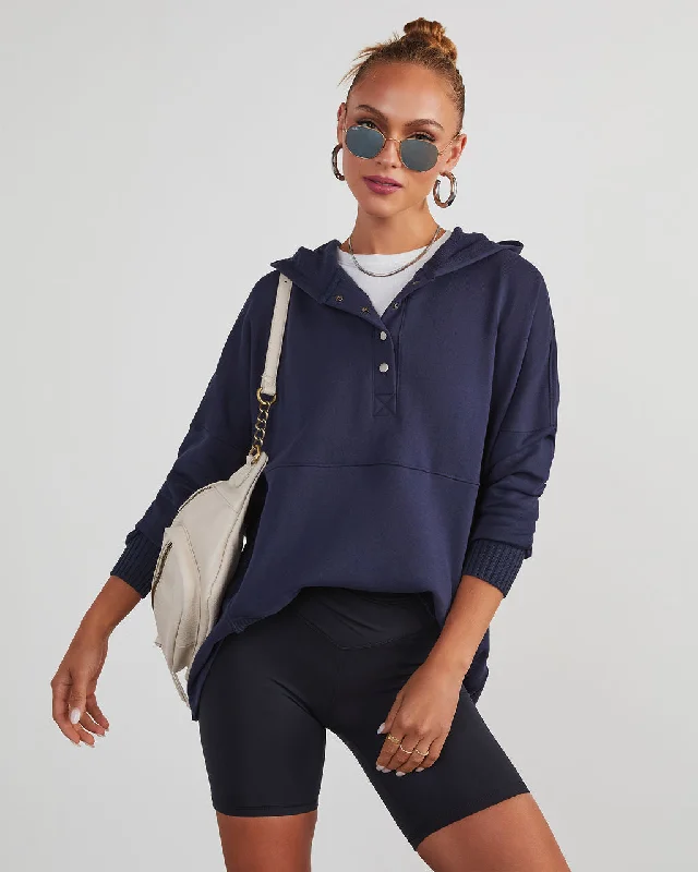 Mindful Cotton Pocketed Henley Hoodie