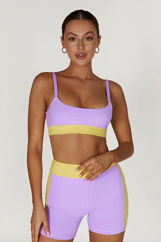 Nickie Two Tone Sports Bralette - Lilac/Yellow