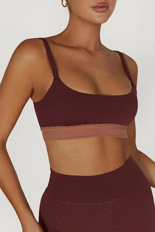 Nickie Two Tone Sports Bralette - Mahogany/Tan