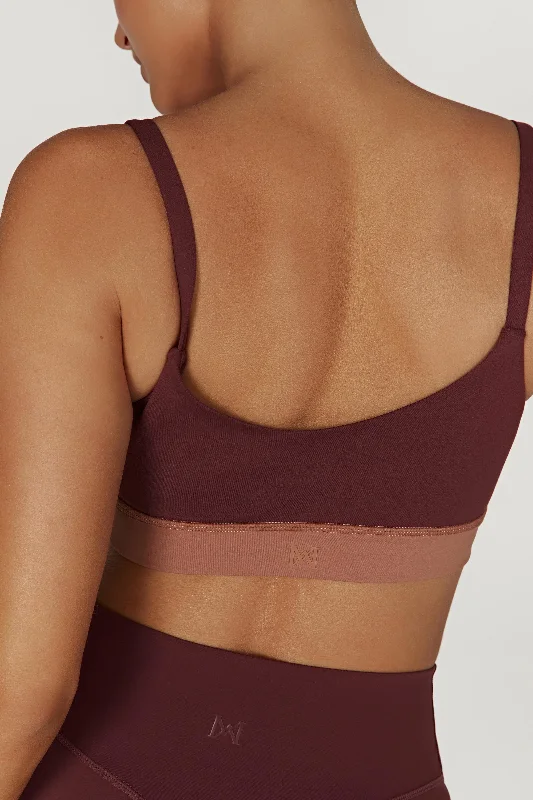 Nickie Two Tone Sports Bralette - Mahogany/Tan