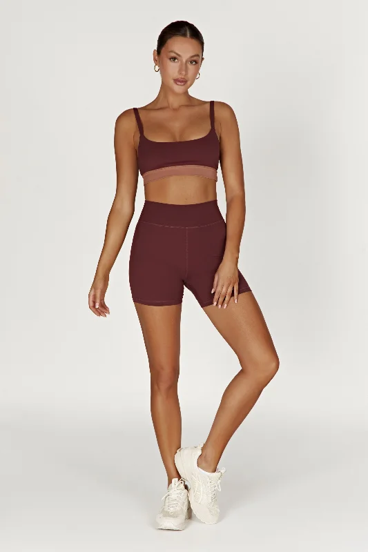 Nickie Two Tone Sports Bralette - Mahogany/Tan