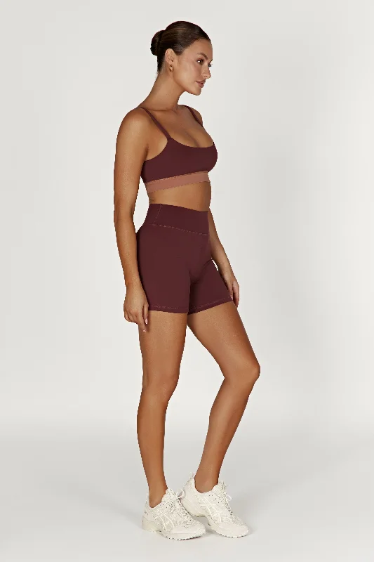 Nickie Two Tone Sports Bralette - Mahogany/Tan