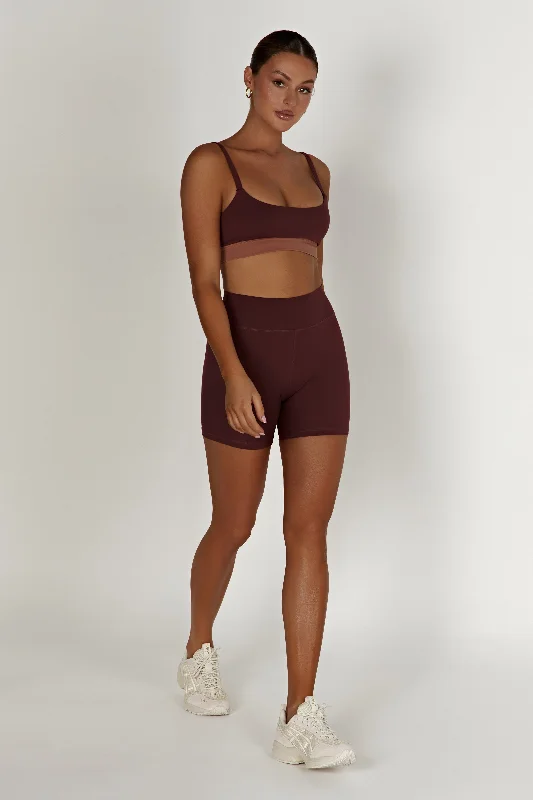 Nickie Two Tone Sports Bralette - Mahogany/Tan