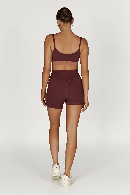 Nickie Two Tone Sports Bralette - Mahogany/Tan