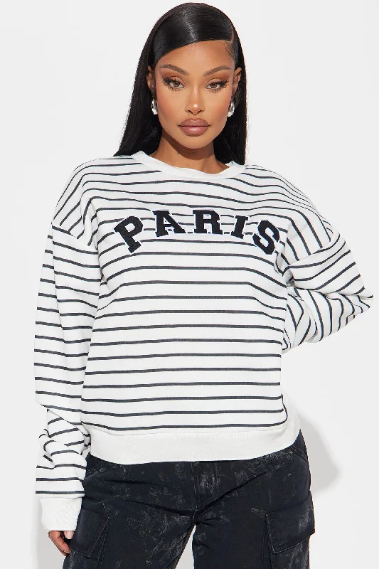 Parisian Getaway Striped Sweatshirt - White/Black