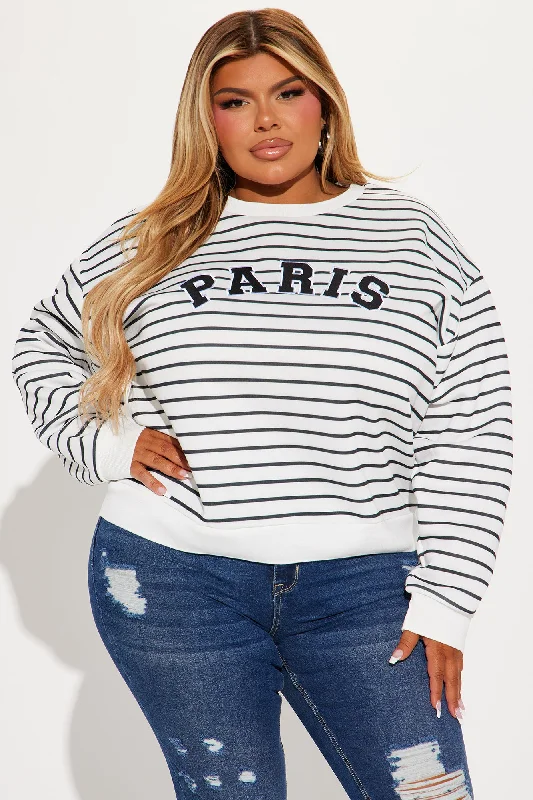 Parisian Getaway Striped Sweatshirt - White/Black