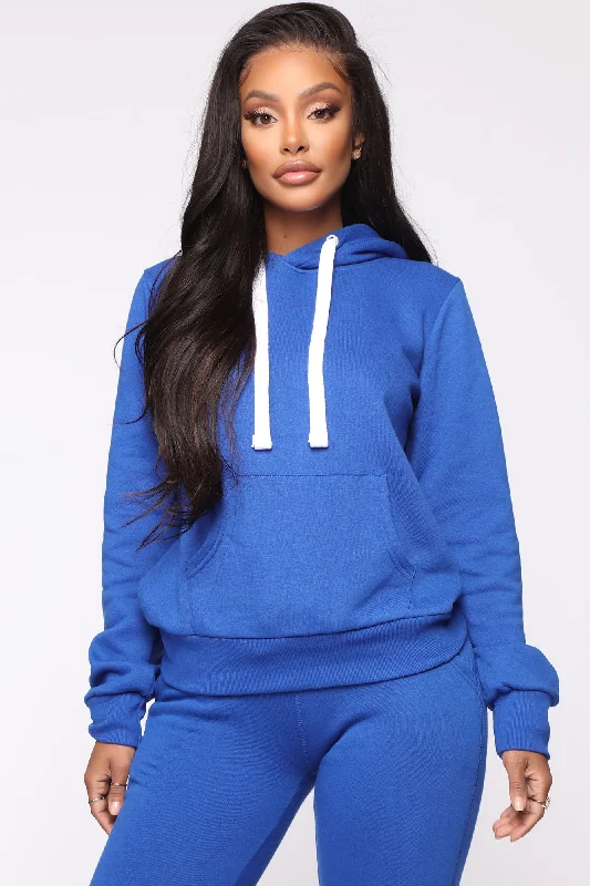 Relaxed Vibe Solid Hoodie - Blue