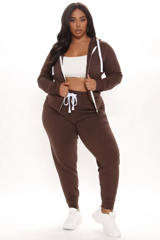 Relaxed Vibe Zip Up Jacket - Chocolate