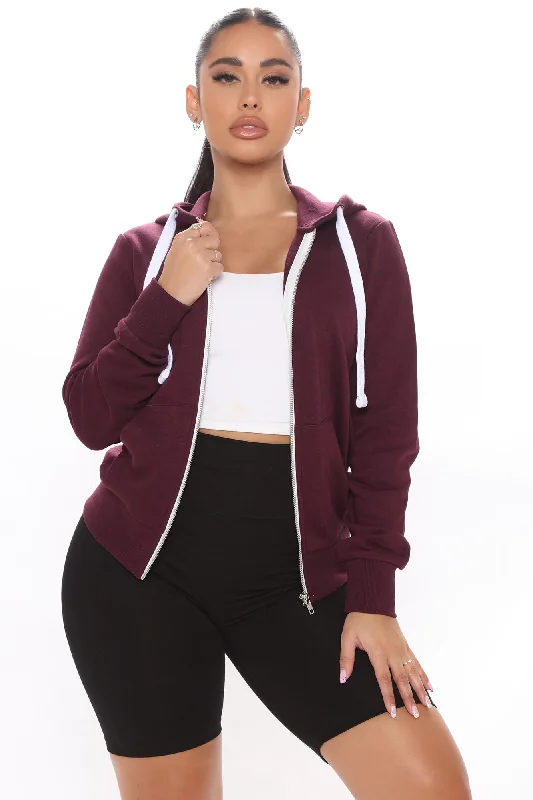 Relaxed Vibe Zip Up Jacket - Plum