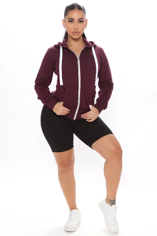 Relaxed Vibe Zip Up Jacket - Plum