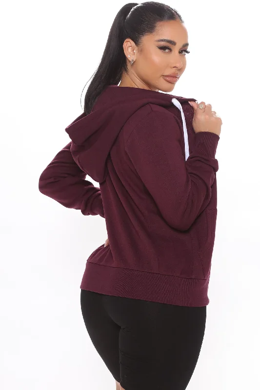 Relaxed Vibe Zip Up Jacket - Plum