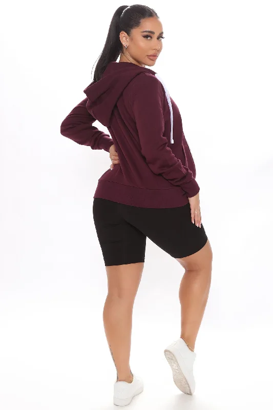 Relaxed Vibe Zip Up Jacket - Plum