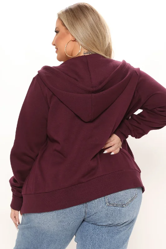 Relaxed Vibe Zip Up Jacket - Plum