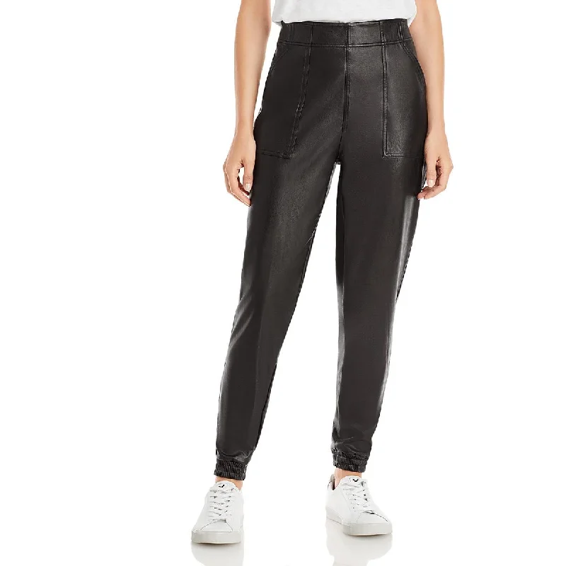 Spanx Womens Faux Leather Jogger Pants